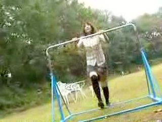 Sexy japanese cutie showcasing her perky nippon panties for fucking